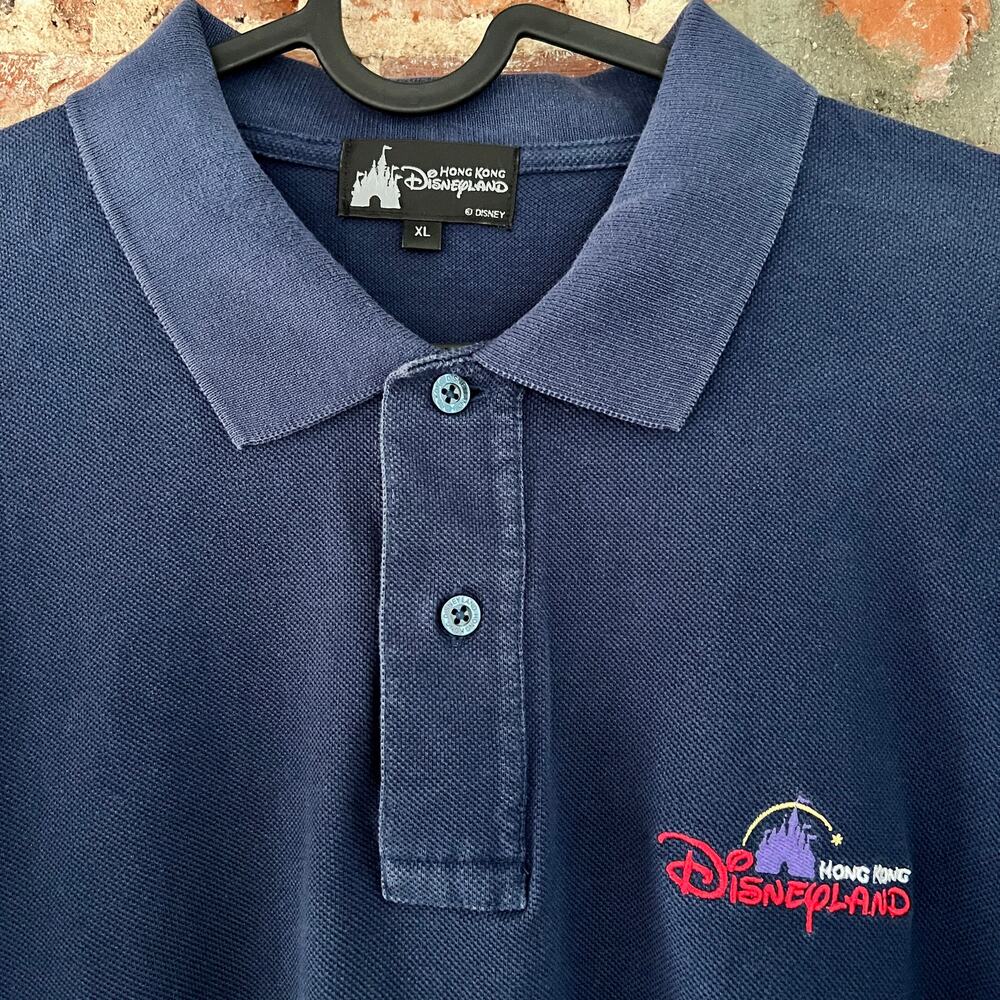 Disneyland Hong Kong Mens Navy Polo Shirt XL 21x26
